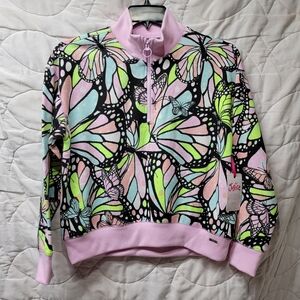Girl's Justice Quarter-Zip Butterfly Pullover Shirt Size L (12/14) NWT